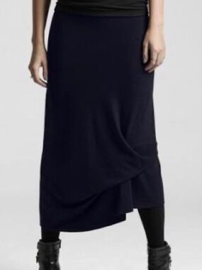 Black Draped Midi Skirt